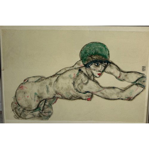 223 - AFTER EGON SCHIELE (1890-1918): TWO PRINTS ON PAPER, 

Largest 43cm x 30cm 

Mounted in frames and g... 