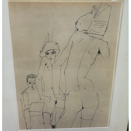 223 - AFTER EGON SCHIELE (1890-1918): TWO PRINTS ON PAPER, 

Largest 43cm x 30cm 

Mounted in frames and g... 