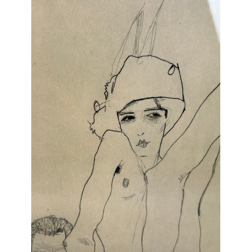 223 - AFTER EGON SCHIELE (1890-1918): TWO PRINTS ON PAPER, 

Largest 43cm x 30cm 

Mounted in frames and g... 