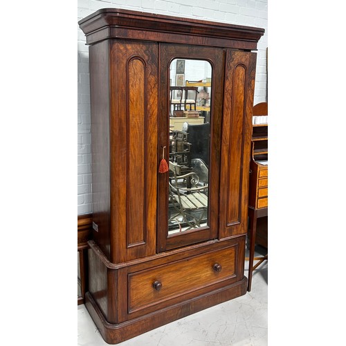 113 - A 19TH CENTURY MAHOGANY WARDROBE WITH MIRRORED DOOR,

202cm x 111cm x 54cm

This lot was dismantled ... 