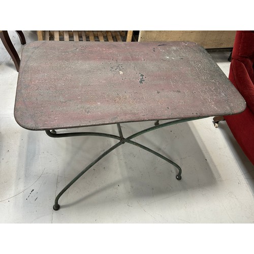 94B - AN ANTIQUE TRESTLE TABLE, 

100cm x 70cm x 60cm