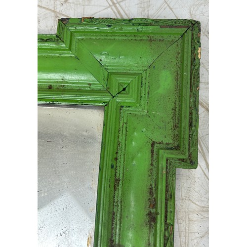 84A - TWO ANTIQUE GREEN PAINTED MIRRORS, 

Largest 112cm x 65cm