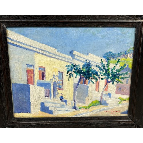 30 - TWO BRIGHTLY COLOURED OIL PAINTINGS ON CANVAS DEPICTING CONTINENTAL GARDEN SCENES, 

Signed indistin... 