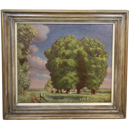 33 - PHILLIP GREGORY NEEDELL (BRITISH 1886-1974): AN OIL PAINTING ON CANVAS TITLED 'A SUNNY DAY IN JUNE',... 