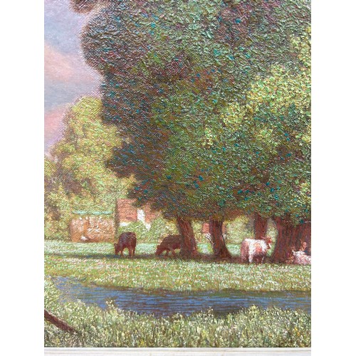 33 - PHILLIP GREGORY NEEDELL (BRITISH 1886-1974): AN OIL PAINTING ON CANVAS TITLED 'A SUNNY DAY IN JUNE',... 