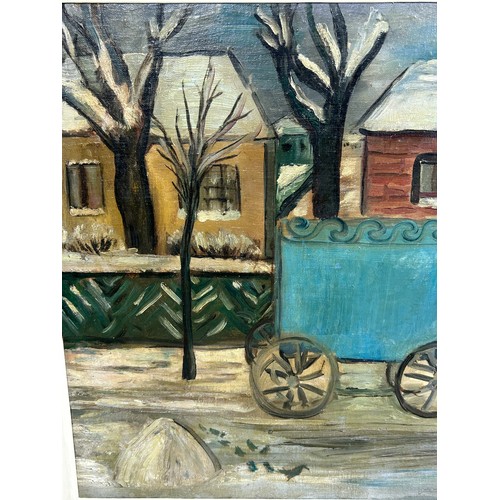 34 - EASTERN EUROPEAN SCHOOL: AN OIL PAINTING ON CANVAS BOARD TITLED 'WINTER IN SOPHIA', 

Signed indisti... 