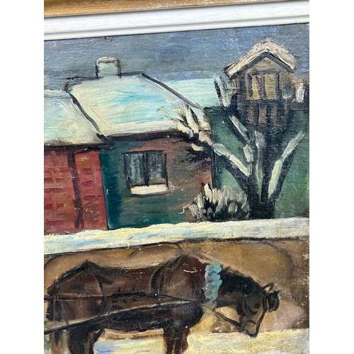 34 - EASTERN EUROPEAN SCHOOL: AN OIL PAINTING ON CANVAS BOARD TITLED 'WINTER IN SOPHIA', 

Signed indisti... 