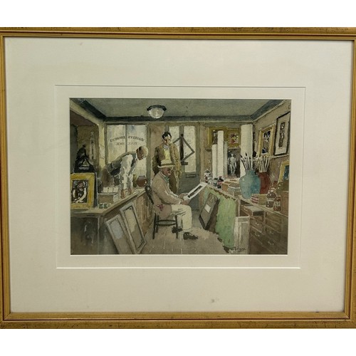 83 - DAVID THOMAS ROSE (BRITISH 1871-1964): A WATERCOLOUR PAINTING ON PAPER TITLED 'THE ARTISTS SHOP', 

... 