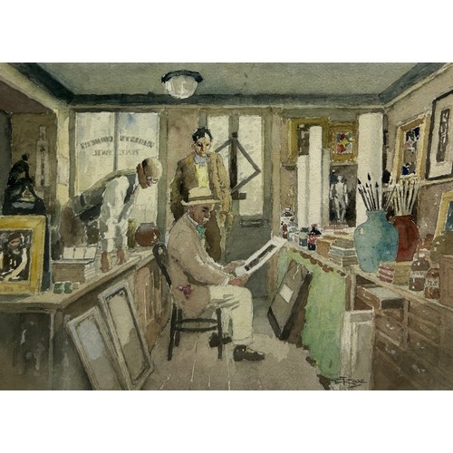 83 - DAVID THOMAS ROSE (BRITISH 1871-1964): A WATERCOLOUR PAINTING ON PAPER TITLED 'THE ARTISTS SHOP', 

... 