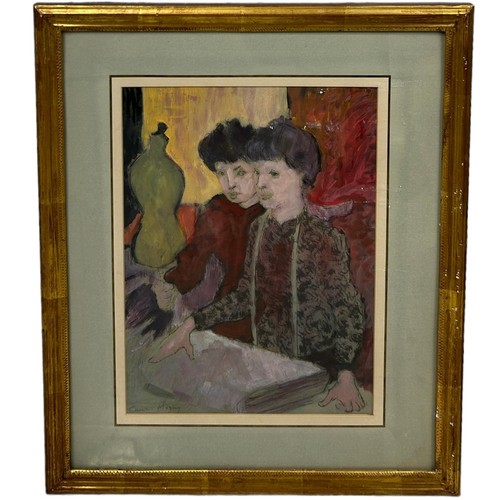 37 - CHARLES MOZLEY (BRITISH 1914-1991): A PAINTING ON PAPER TITLED 'THE SEAMSTRESSES', 

30cm x 22cm 

M... 