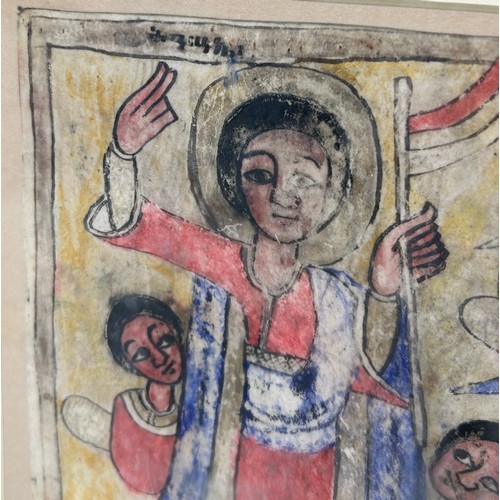 131 - AN ETHIOPIAN DRAWING ON VELLUM OR PARCHMENT DEPICTING FIGURES, 

Provenance: Purchased from Simon Bo... 