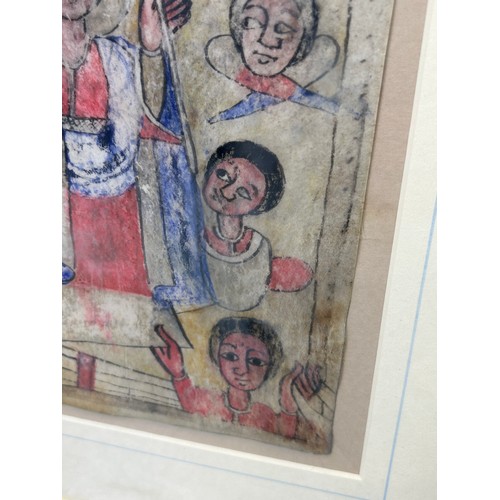 131 - AN ETHIOPIAN DRAWING ON VELLUM OR PARCHMENT DEPICTING FIGURES, 

Provenance: Purchased from Simon Bo... 