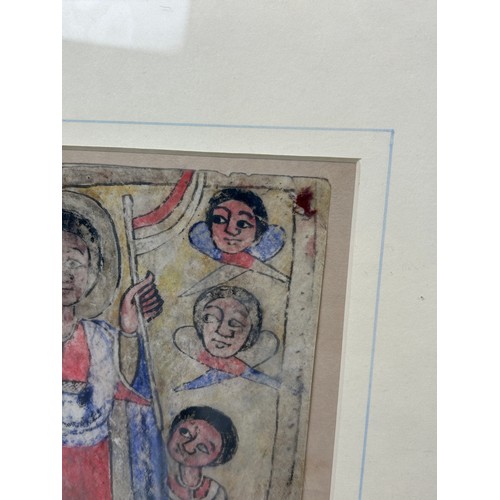 131 - AN ETHIOPIAN DRAWING ON VELLUM OR PARCHMENT DEPICTING FIGURES, 

Provenance: Purchased from Simon Bo... 