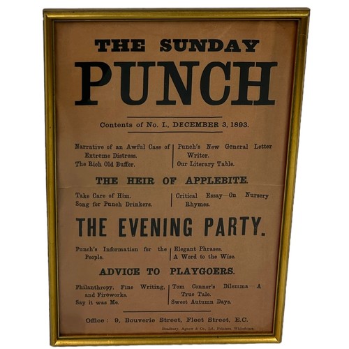 117 - PUNCH INTEREST: AN ADVERTISING POSTER 'THE SUNDAY PUNCH', 

Printed by Bradbury, Agnew and Co Ltd, W... 