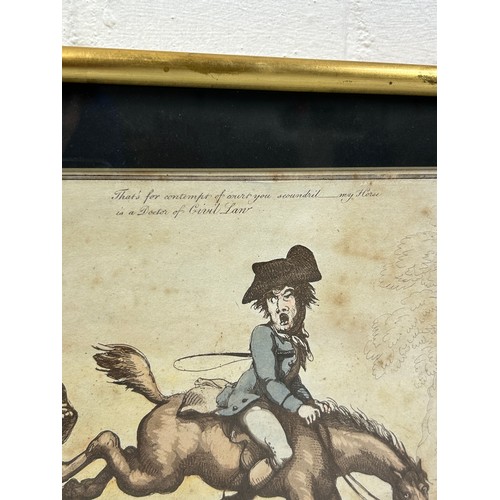 129 - AFTER GEORGE WOODWARD: A HAND COLOURED ENGRAVING BY THOMAS ROWLANDSON (BRITISH 1757-1827): 'HORSE AC... 