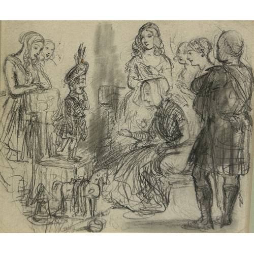 125 - JOHN LEECH (BRITISH 1817-1864) FOR PUNCH MAGAZINE: A PENCIL DRAWING ON PAPER 'JUST KILTED - A SCENE ... 