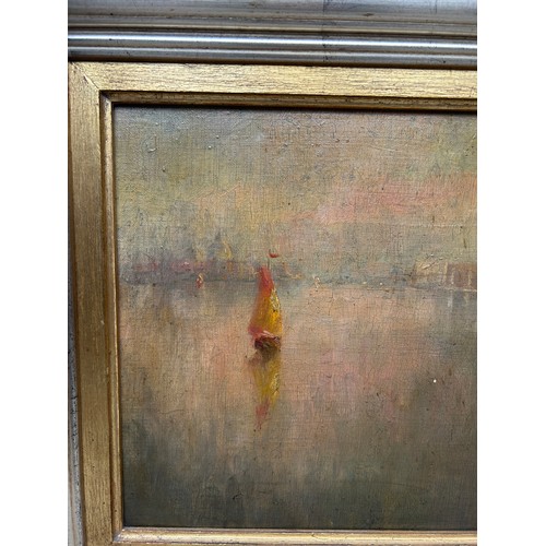 5 - AN OIL PAINTING ON CANVAS DEPICTING A VENETIAN SCENE, 

44cm x 29cm 

Mounted in a frame. 

57cm x 4... 