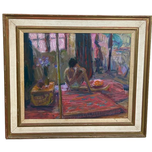 17 - MARTIN OLIVER (SARGY) MANN: AN OIL PAINTING ON CANVAS DEPICTING A SEATED NUDE

60cm x 50cm

Mounted ... 