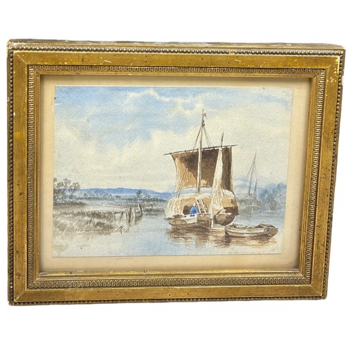 90 - WILLIAM COLLINGWOOD (1854-1932): A PENCIL DRAWING AND WATERCOLOUR PAINTING ON PAPER DEPICTING A FIGU... 