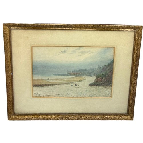 96 - A WATERCOLOUR PAINTING ON PAPER DEPICTING SEATED FIGURES ON THE BEACH, 

Signed W.E.J. Dean. 

33cm ... 