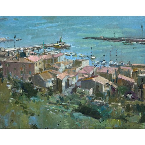 58B - TOM COATES (B.1941): AN OIL PAINTING ON CANVAS TITLED 'ISOLA DEL GIGLIO', 

50cm x 40cm 

Mounted in... 