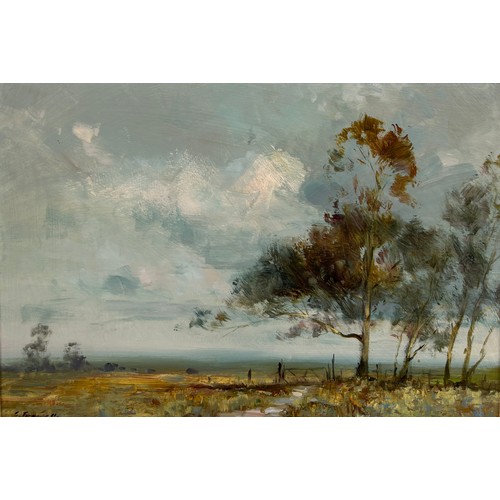 72 - CHRISTOPHER TUGWELL (SOUTH AFRICAN): AN OIL PAINTING ON BOARD DEPICTING THE TRANSVAAL, SOUTH AFRICA
... 