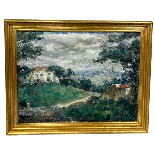 61 - SIGFRID ULLMAN (SWEDISH 1886-1960): AN OIL PAINTING ON CANVAS DEPICTING A LANDSCAPE SCENE, 

74cm x ... 