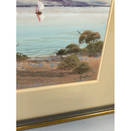 102 - DAVID DRIDEN (AUSTRALIAN B.1932): A PAINTING ON PAPER 'SUNDAY COORONG', 

Label to verso 'Thomas Agn... 