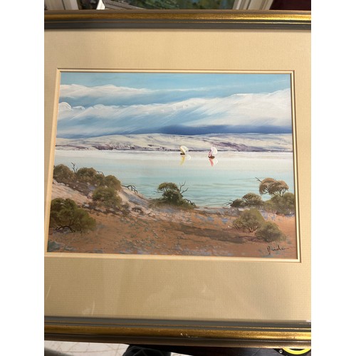 102 - DAVID DRIDEN (AUSTRALIAN B.1932): A PAINTING ON PAPER 'SUNDAY COORONG', 

Label to verso 'Thomas Agn... 