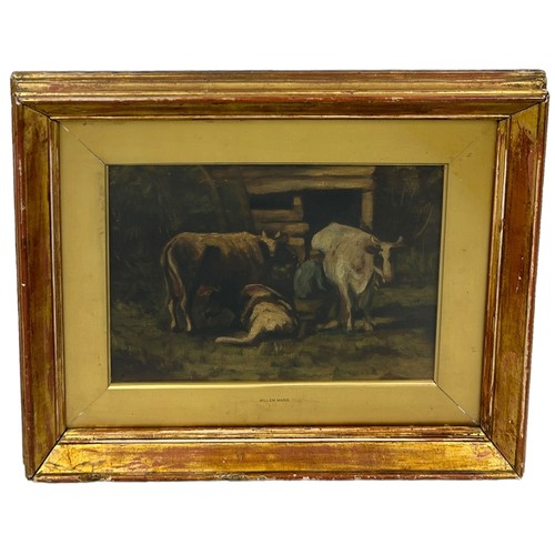 84 - ATTRIBUTED TO WILLEM MARIS (DUTCH 1844-1910): AN OIL PAINTING ON CANVAS 'MILKING CATTLE', 

39cm x 2... 