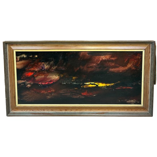 60 - PADRAIG MACMIADHACHAIN (1929-2017): AN OIL PAINTING ON BOARD TITLED 'LANZAROTE STORM ISLAS CANARIAS'... 