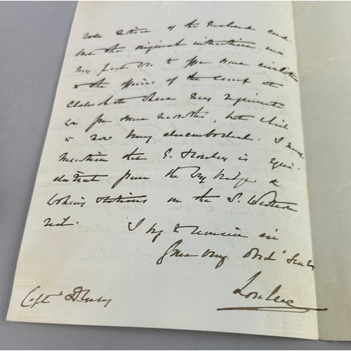 143 - WILLIAM KING NOEL 1ST EARL OF LOVELACE (BRITISH 1805-1893): AN AUTOGRAPHED SIGNED LETTER ADDRESSED T... 