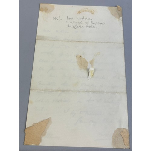 143 - WILLIAM KING NOEL 1ST EARL OF LOVELACE (BRITISH 1805-1893): AN AUTOGRAPHED SIGNED LETTER ADDRESSED T... 