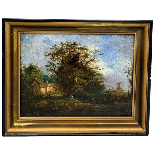 62 - AFTER JOHN CONSTABLE (1776-1837): AN OIL PAINTING ON CANVAS DEPICTING FIGURES FISHING BY A STREAM WI... 