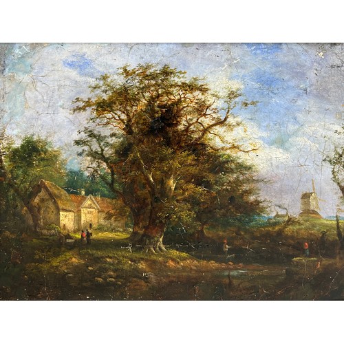 62 - AFTER JOHN CONSTABLE (1776-1837): AN OIL PAINTING ON CANVAS DEPICTING FIGURES FISHING BY A STREAM WI... 