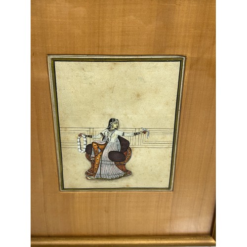 74 - AN INDIAN WATERCOLOUR PAINTING DEPICTING AKBAR WITH A FALCON ALONG WITH A PAINTING OF A SEATED LADY,... 