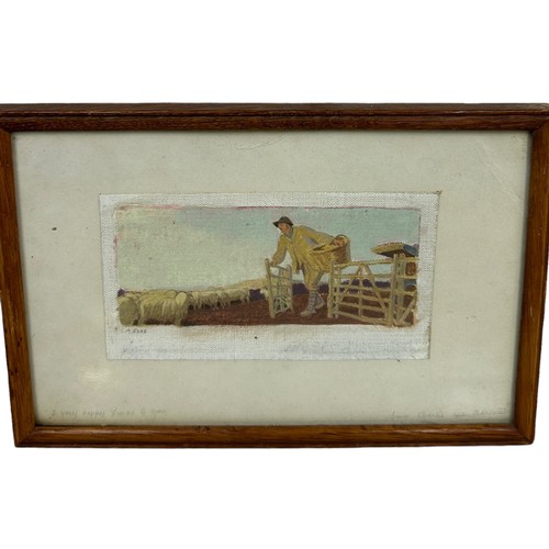 63 - CHARLES MARCH GERE (BRITISH 1869-1957): AN OIL PAINTING ON CANVAS TITLED 'THE SHEPHERD', 

15cm x 8c... 