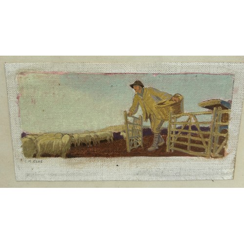 63 - CHARLES MARCH GERE (BRITISH 1869-1957): AN OIL PAINTING ON CANVAS TITLED 'THE SHEPHERD', 

15cm x 8c... 