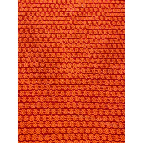 895 - AN ORANGE AND RED WEAVE WELSH BLANKET BLANKET, 

200cm x 130cm