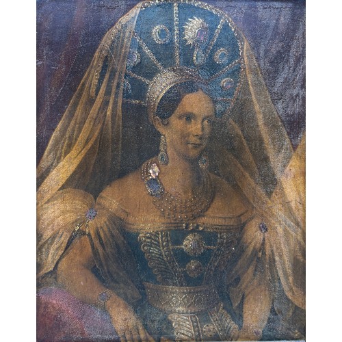 54A - A PRINTED PORTRAIT OF EMPRESS ALEXANDRA FEODOROVNA (1872-1918): MOUNTED IN AN ORNATE GILT WOOD FRAME... 