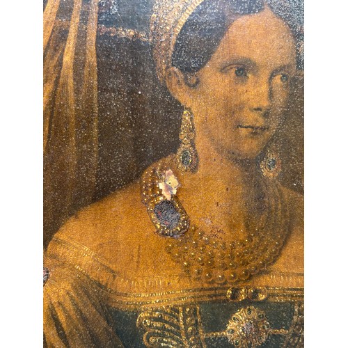 54A - A PRINTED PORTRAIT OF EMPRESS ALEXANDRA FEODOROVNA (1872-1918): MOUNTED IN AN ORNATE GILT WOOD FRAME... 