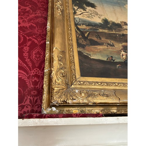 13 - A LARGE CLASSICAL ITALIAN PRINT IN A FINE 19TH CENTURY GILT WOOD FRAME, 

146cm x 122cm