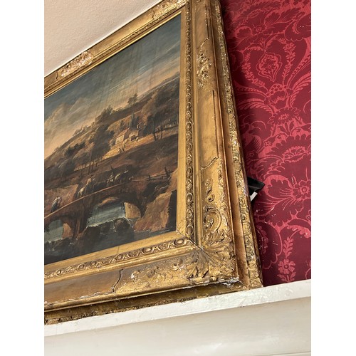 13 - A LARGE CLASSICAL ITALIAN PRINT IN A FINE 19TH CENTURY GILT WOOD FRAME, 

146cm x 122cm