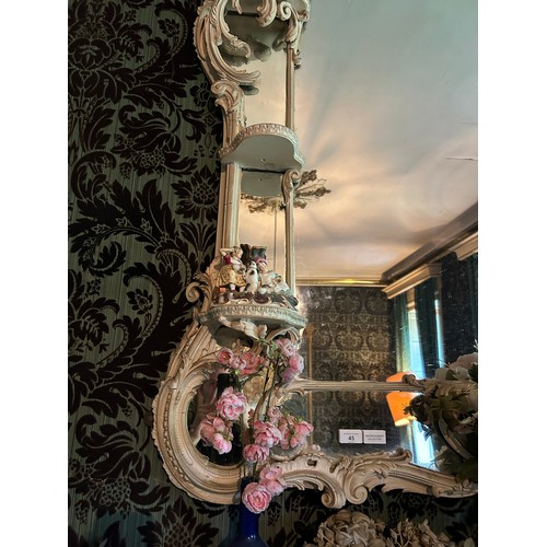 41 - A LARGE 19TH CENTURY WHITE PAINTED OVERMANTLE WALL MIRROR, 

180cm x 110cm

Possibly painted by John... 