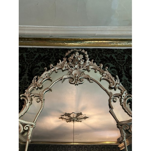 41 - A LARGE 19TH CENTURY WHITE PAINTED OVERMANTLE WALL MIRROR, 

180cm x 110cm

Possibly painted by John... 