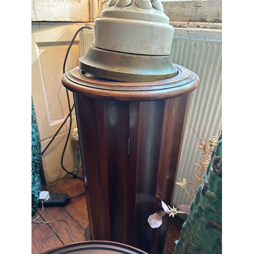 48 - A VICTORIAN MAHOGANY PEDESTAL ALONG WITH SEVERAL MAHOGANY JARDINIERES AND OCCASIONAL TABLES (5)