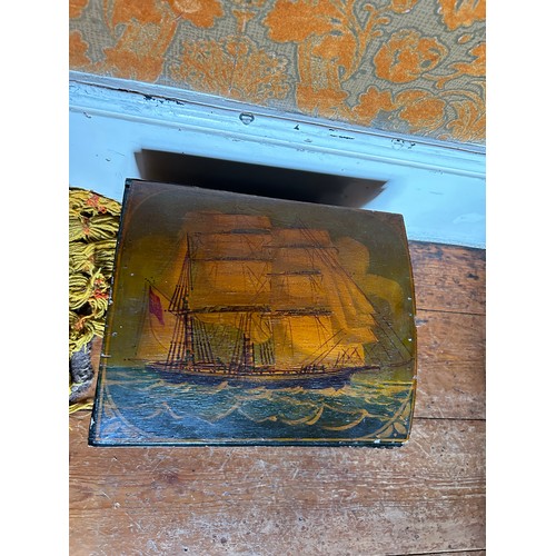 29 - NAVAL INTEREST: A WOODEN BOX PAINTED 'CAPTAIN SCOTT', WITH A SHIP,