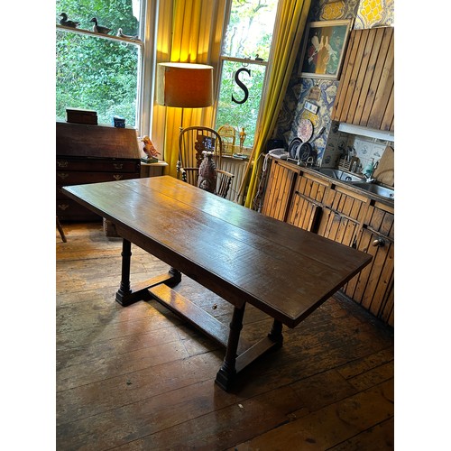 53 - AN OAK REFRECTORY TABLE, 

180cm x 90cm x 75cm