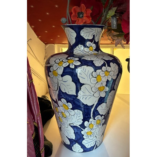 58 - A LARGE CERAMIC VASE DECORATED WITH FLOWERS, 

49cm x 30cm