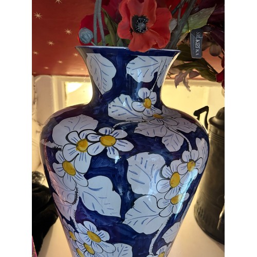 58 - A LARGE CERAMIC VASE DECORATED WITH FLOWERS, 

49cm x 30cm